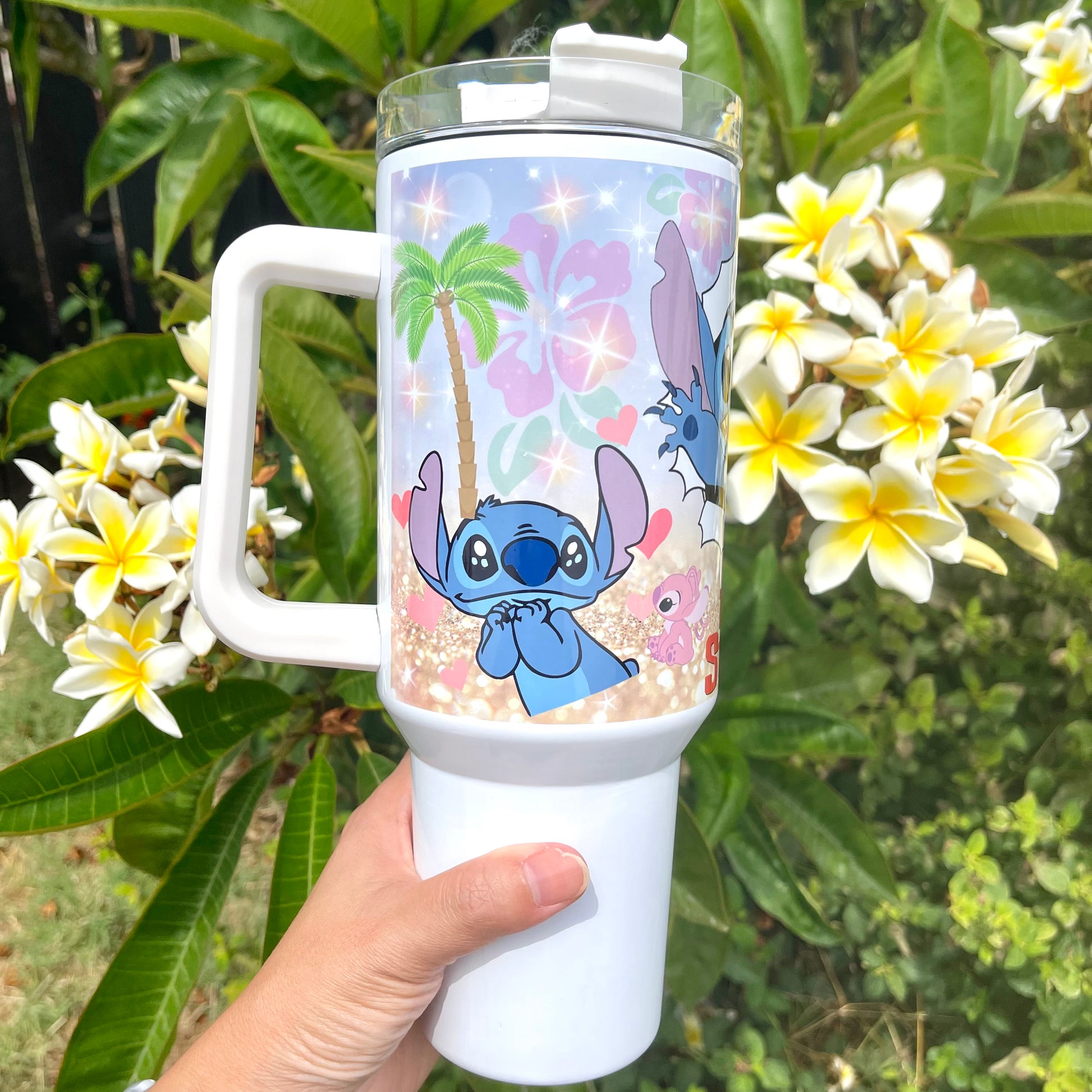 Lilo And Stitch Tumbler Stitch Surfing 40Oz Traveler Cup Tropical